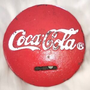 Vintage Coca Cola Cast Iron Coin Bank Cap Shape Atlanta Georgia USA Collectible